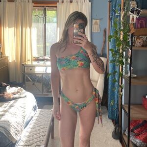 one shoulder reversible side tie bikini